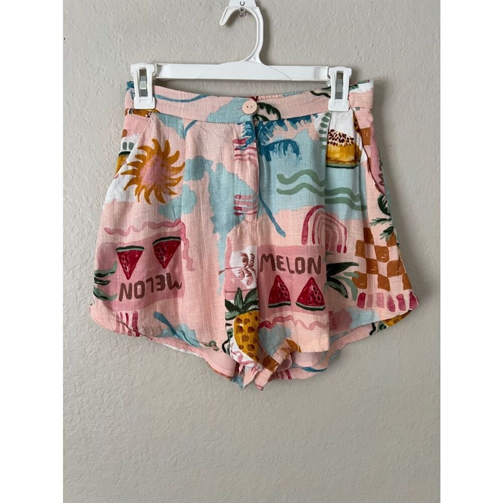 Like New! Paper Heart Linen Blend Shorts Printed in Size S